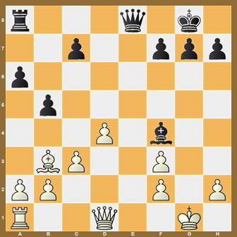 fen:r3q1k1/2p2ppp/p7/1p6/3P1b2/1BP2P2/PP3P1P/R2Q2K1 w - - 0 1;