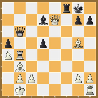 fen:5rk1/3bQ1pp/1q6/p2p2B1/Pr6/1B6/1PP3PP/1K5R w - - 0 1;